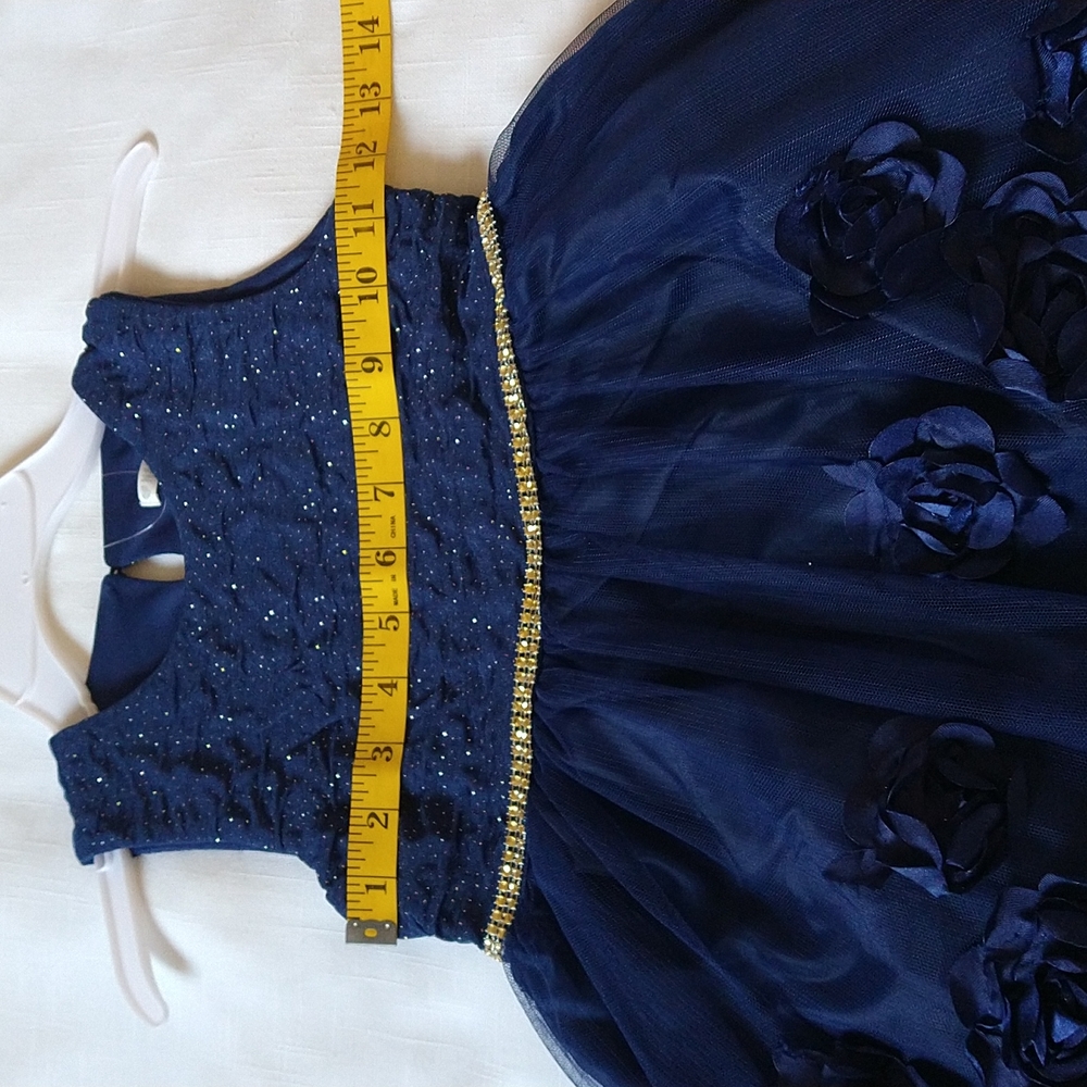 Flower girl dress sleeveless embroidered tulle sparkly dress size 5 - Picture 9 of 14
